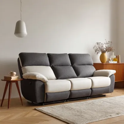 Divano a tre posti in Tessuto 220x95x85 cm – Grigio/Beige – Design Moderno-Dwelllinivo