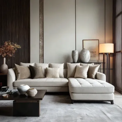 Set di divani ad angolo in tessuto 250x90x85 cm - Beige - Design moderno-Dwelllinivo