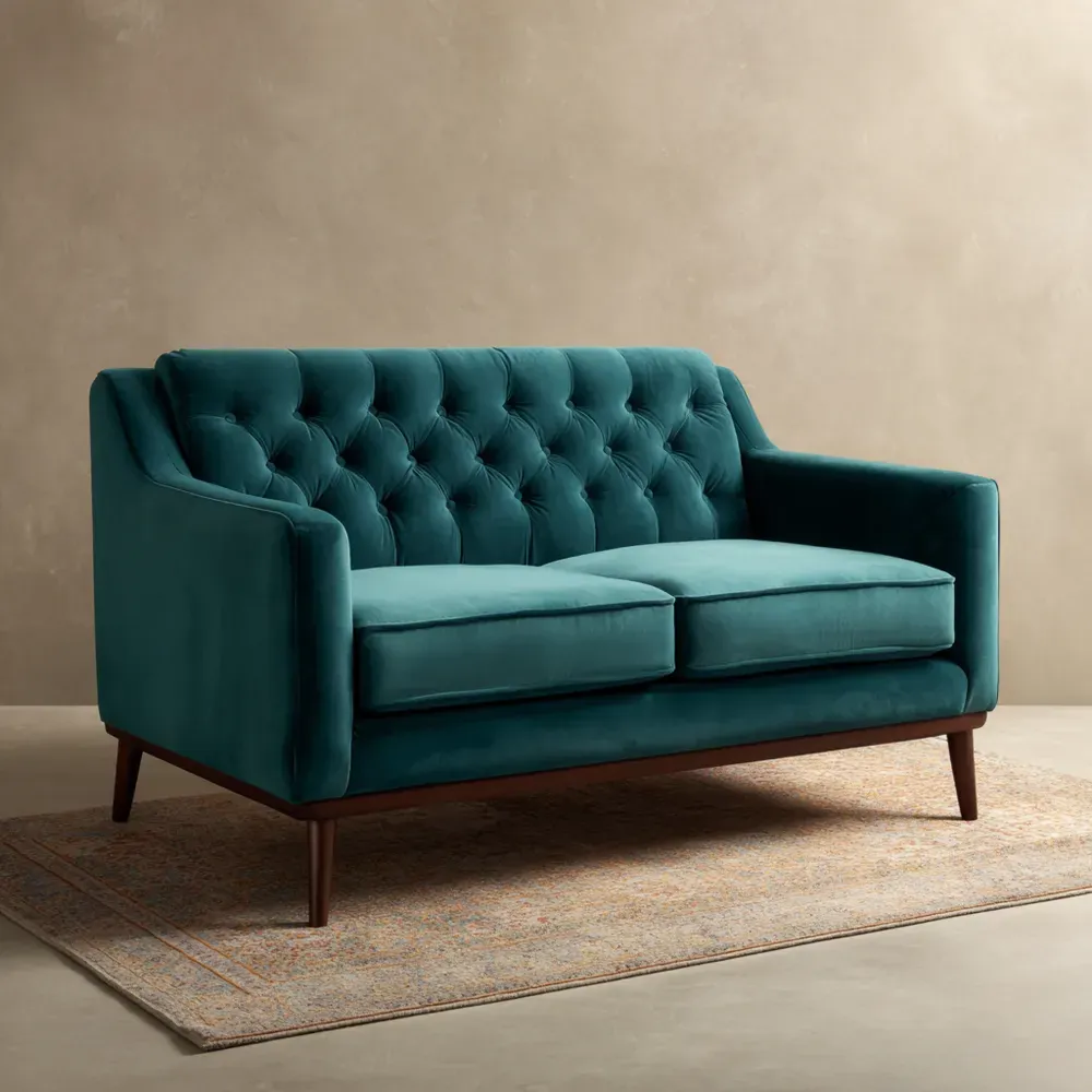 Divano due posti Velluto 150x85x75 cm – Verde Petrolio – Design Contemporaneo-Dwelllinivo