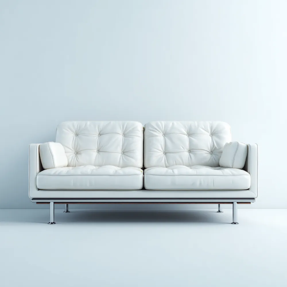 Divano due posti in pelle 150x90x80 cm - Bianco - Design moderno-Dwelllinivo