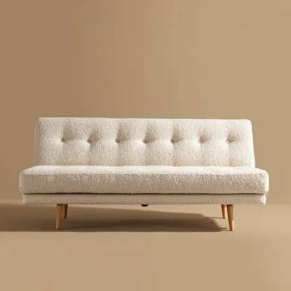 Divano due posti in tessuto bouclé 180x85x75 cm - Bianco Crema - Design moderno-Dwelllinivo