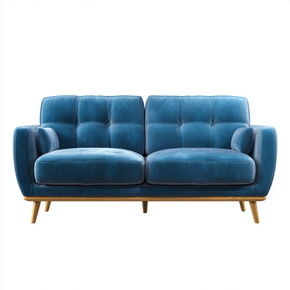 Divano due posti in Velluto 150x85x90 cm - Blu - Design Moderno-Dwellhomio