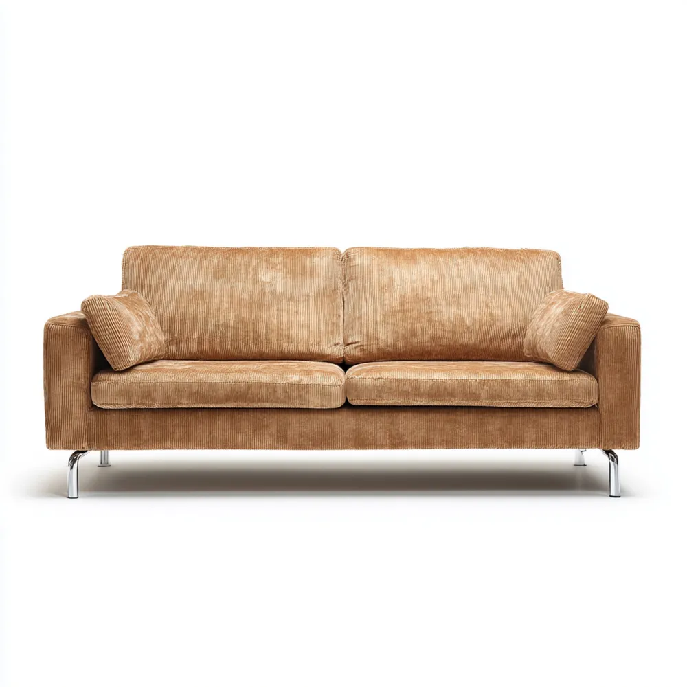 Divano due posti in velluto a coste 180x90x85 cm - Marrone - Design contemporaneo-Dwellhomio