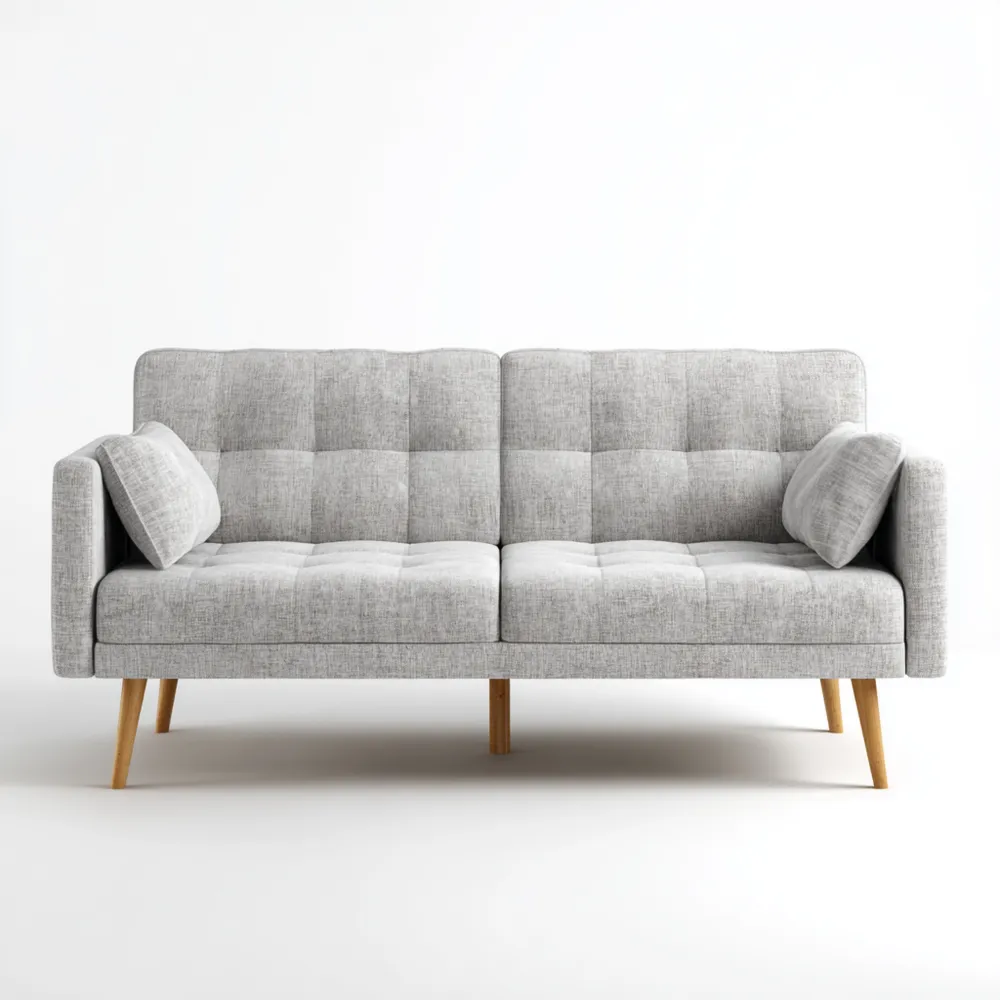 Divano due posti 150x90x85 cm in Tessuto - Grigio Chiaro - Design Moderno-Dwellhomio