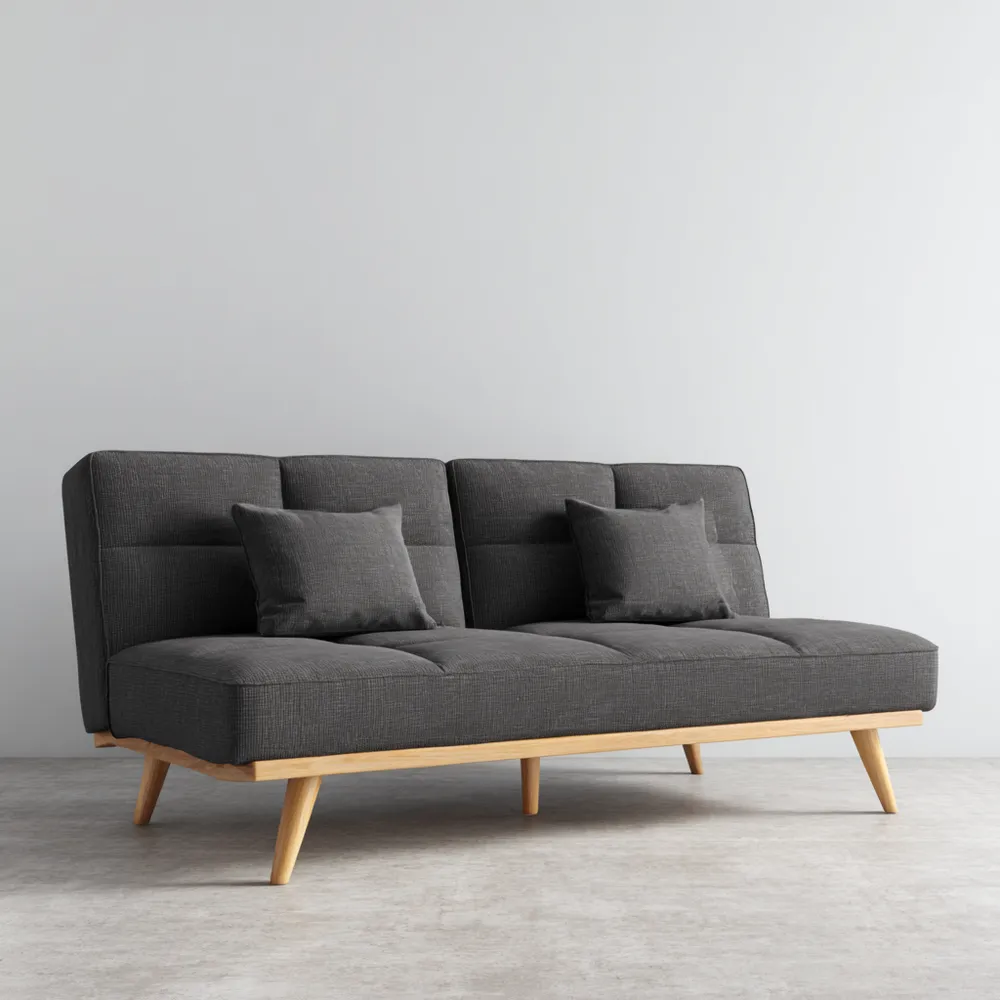 Divano Letto Due Posti - Tessuto Grigio Scuro - 180x90x80 cm - Design Moderno-Dwellhomio