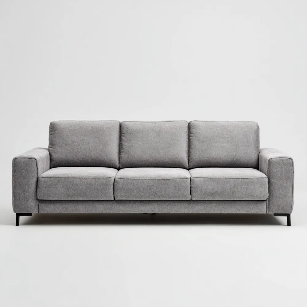 Divano a tre posti in tessuto 210x90x80 cm - Grigio Chiaro - Design Moderno-Dwellhomio