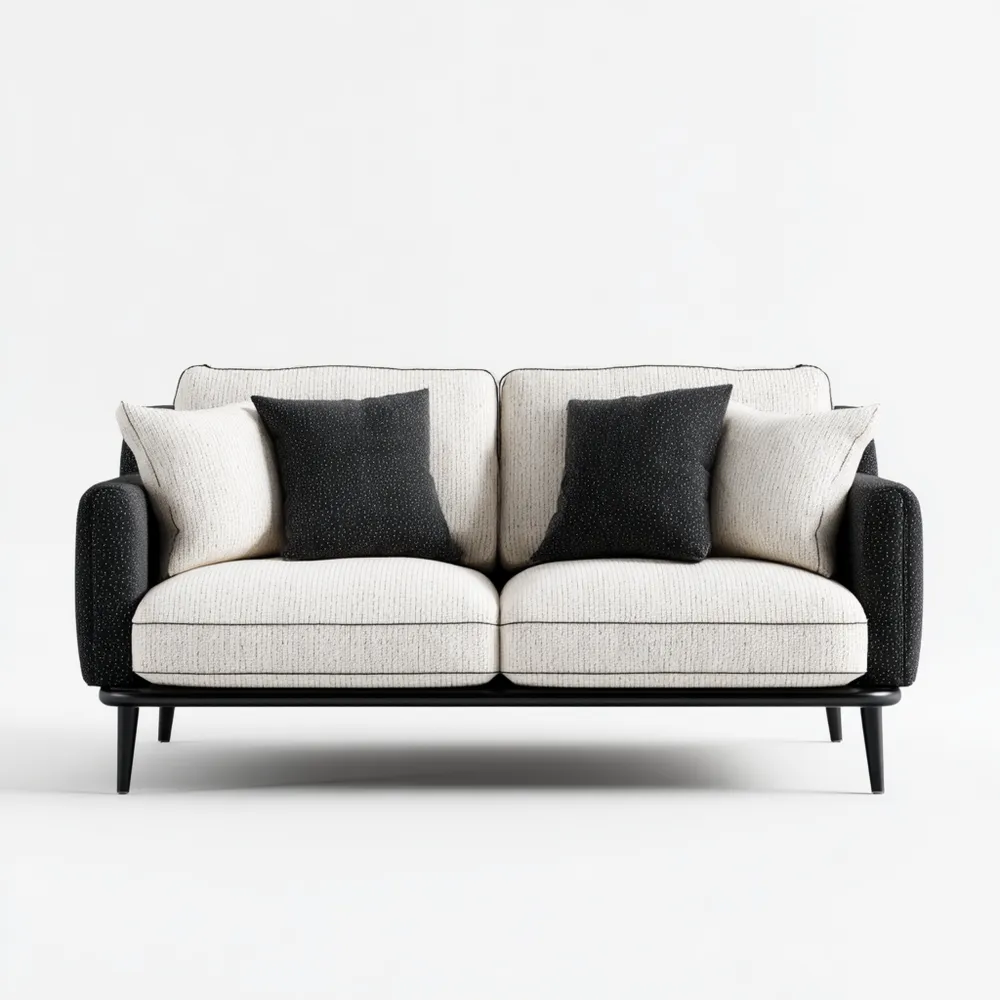 Divano due posti 150x90x85 cm - Bianco/Nero - Design Moderno-Dwellhomio