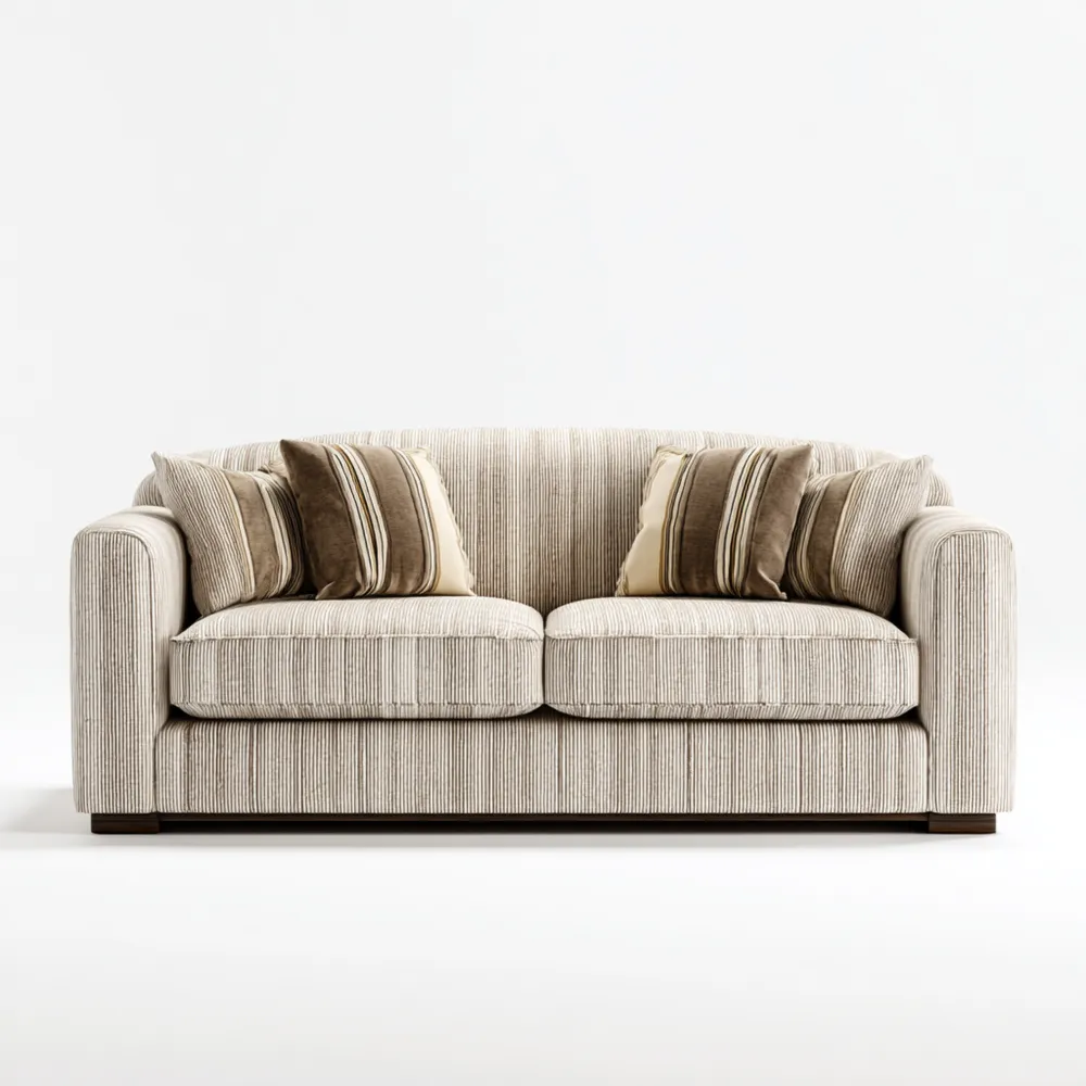 Divano due posti tessuto a righe 200x95x85 cm - Beige - Design moderno-Dwellhomio