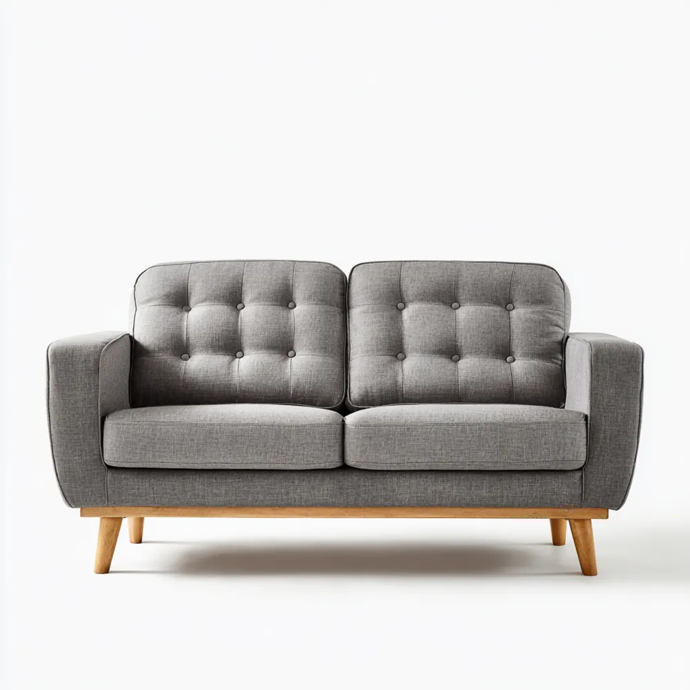 Divano due posti in tessuto 150x85x90 cm - Grigio - Design Moderno-Dwellhomio