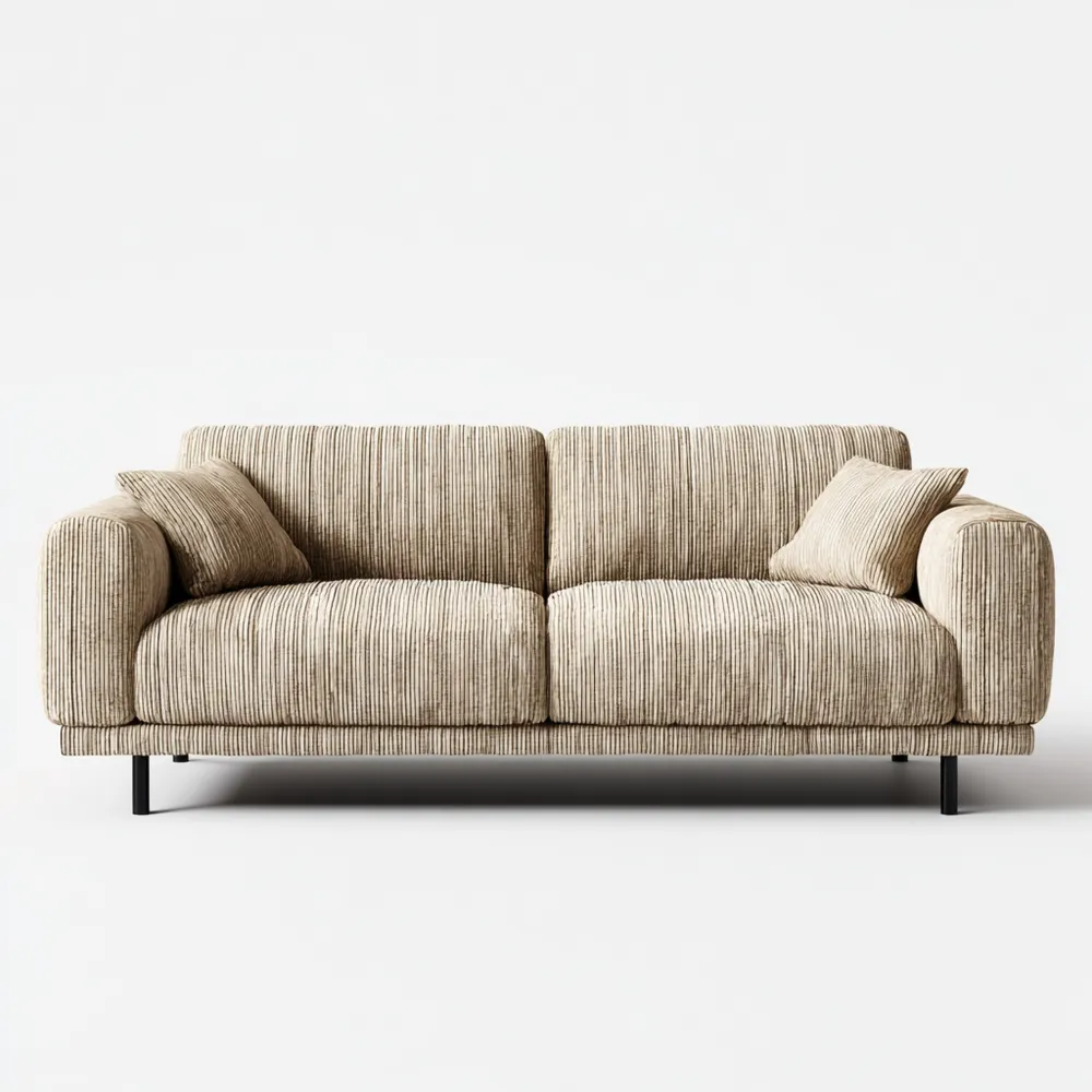 Divano due posti in velluto a coste 180x90x85 cm - Beige - Design Moderno-Dwellhomio