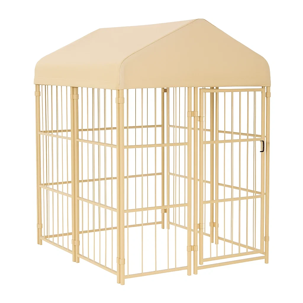 Gabbia per cani in Acciaio con Tetto in Tessuto Beige-dreamloomz