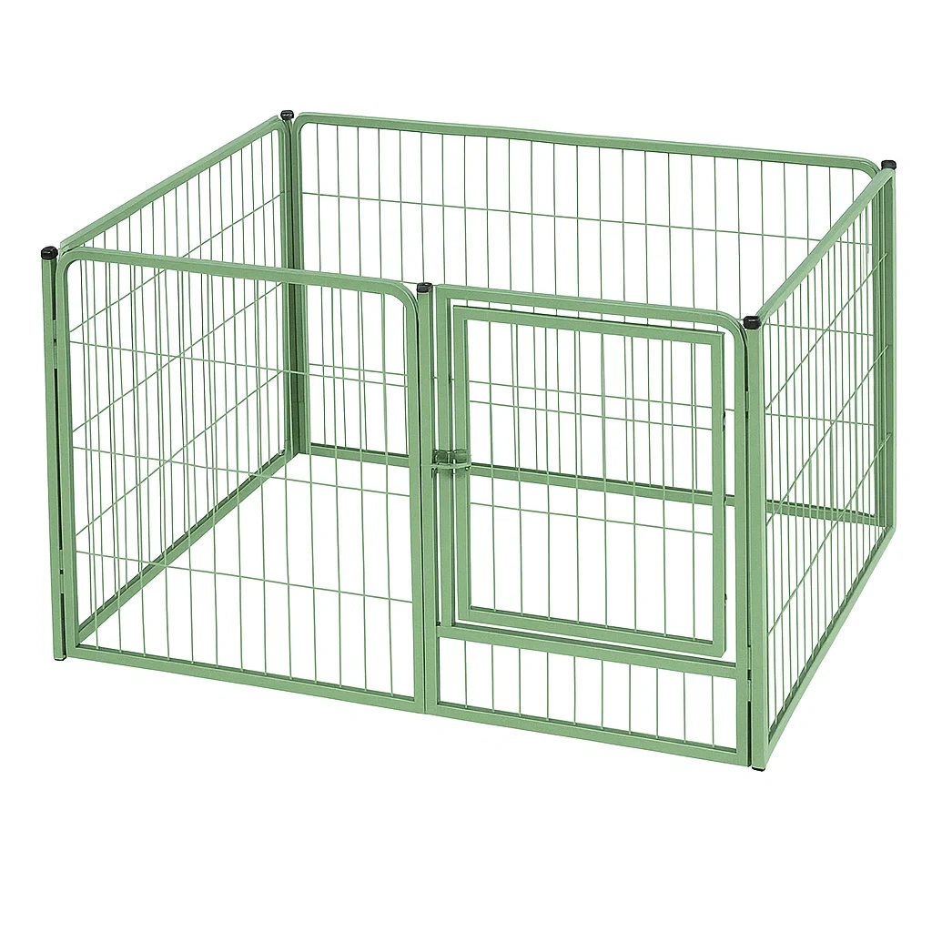 Recinzione per cani in Metallo Verde 80×80×60 cm con Porta-dreamloomz
