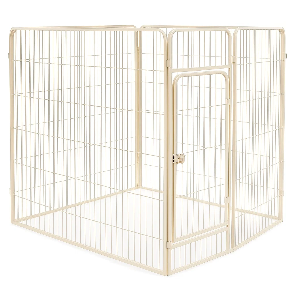 Recinzione per cani in Metallo Verniciato Crema con Porta-dreamloomz