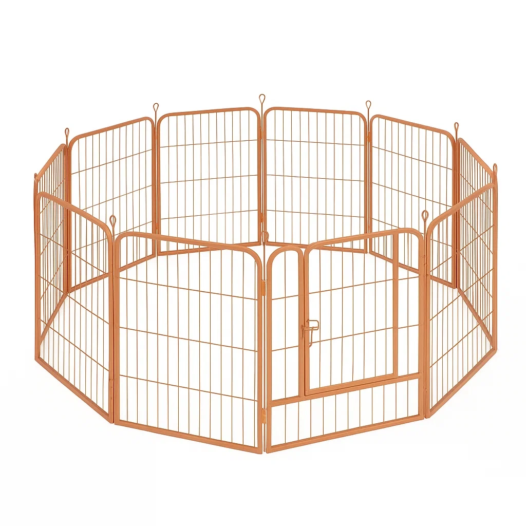Recinzione per cani Ottagonale in Metallo Arancione con 10 Pannelli-dreamloomz
