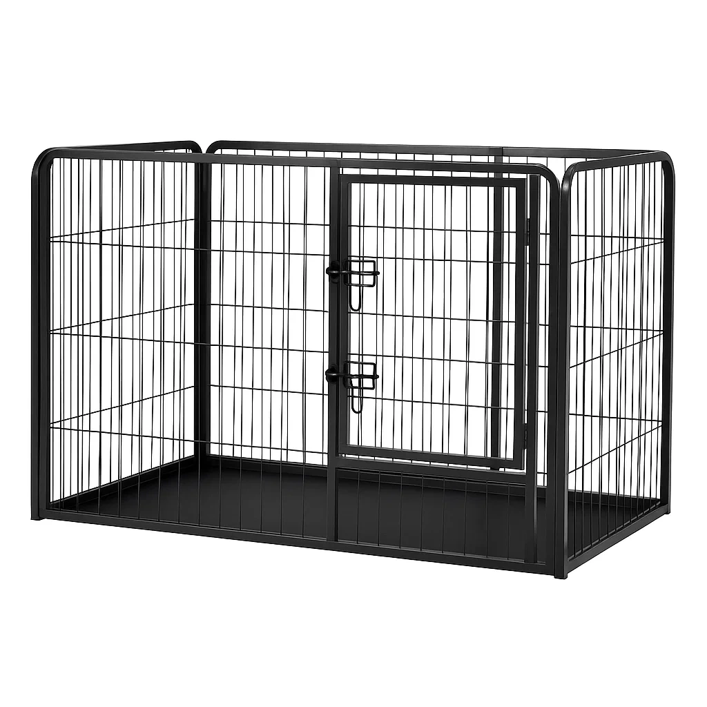 Recinzione per cani in Acciaio Nero 120×80×100 cm-dreamloomz