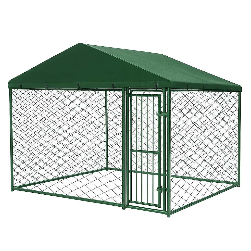 Gabbia per cani in Acciaio con Copertura in Poliestere Verde-dreamloomz