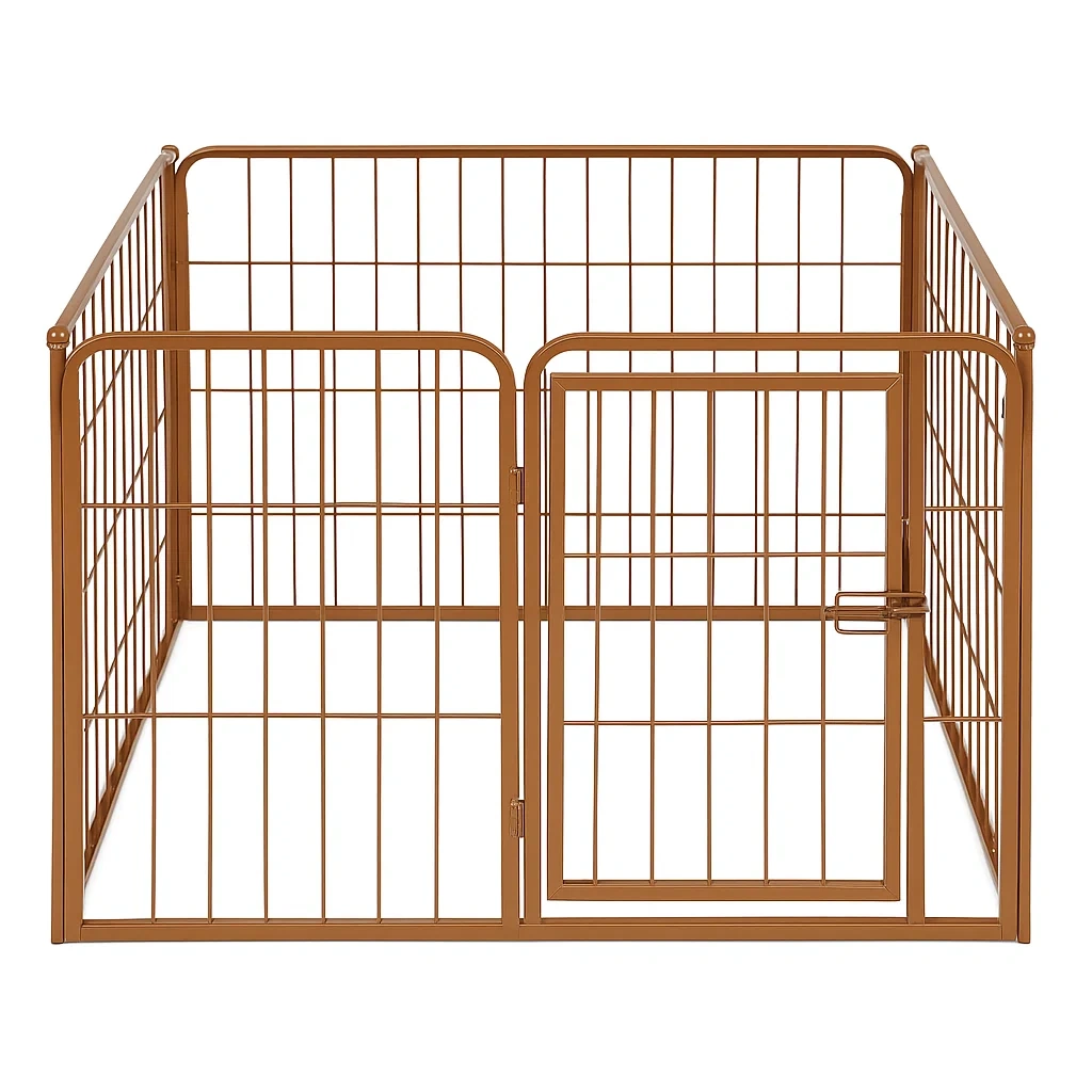 Recinzione per cani Quadrata in Metallo Marrone 75×75×60 cm-dreamloomz