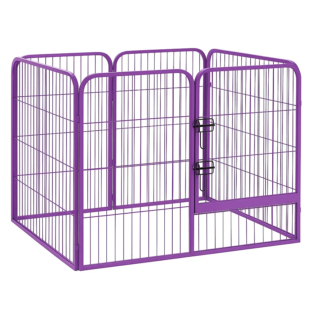 Recinzione per cani in Metallo Viola con Porta Sicura-dreamloomz