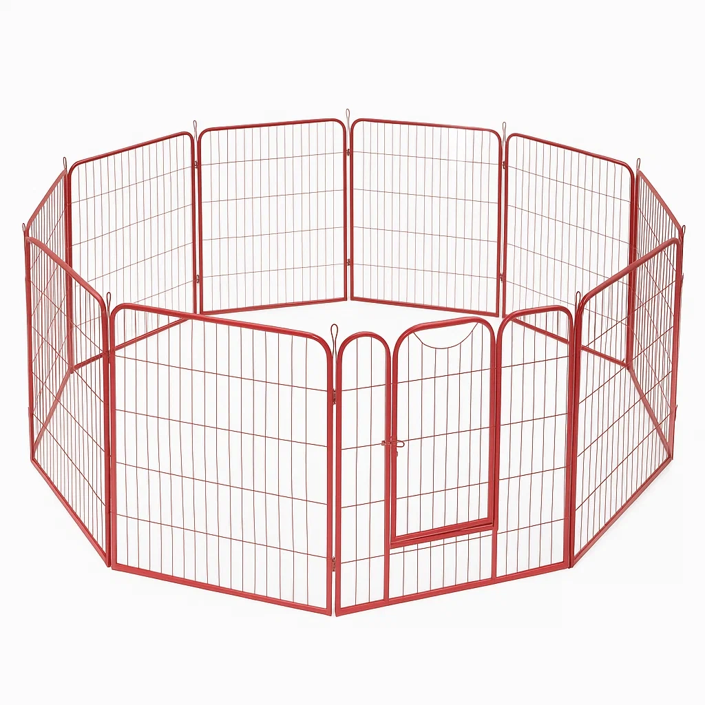 Recinzione per cani Pieghevole in Acciaio Rosso-dreamloomz