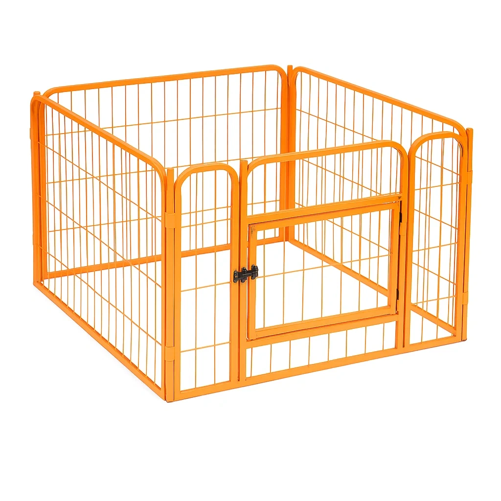 Recinzione per cani Quadrata in Metallo Arancione 80×80×60 cm-dreamloomz