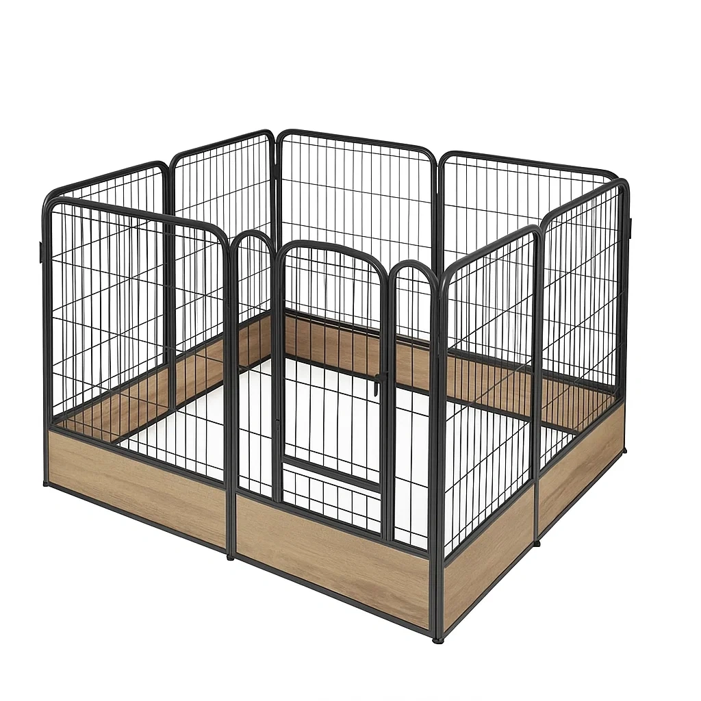 Recinzione per cani in Metallo e Legno 100×100×60 cm-dreamloomz