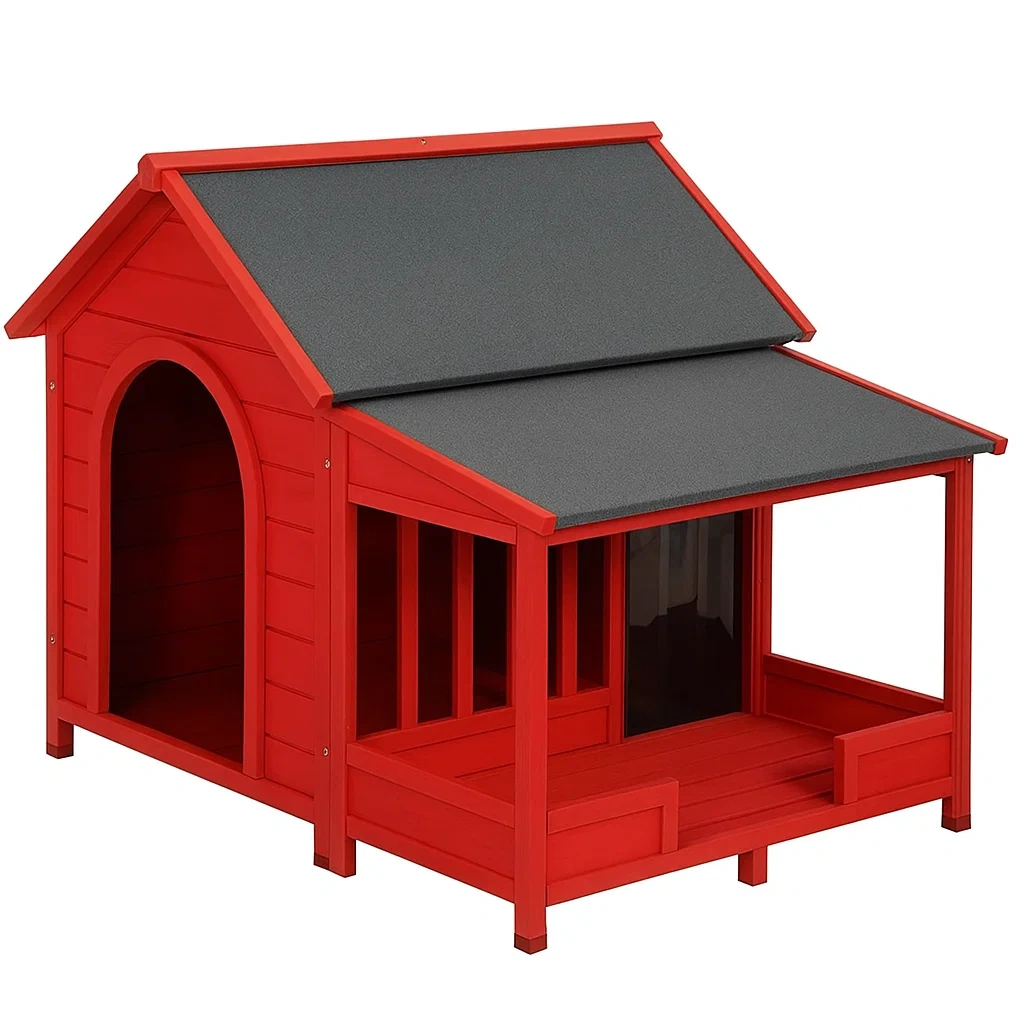 Cuccia per cani in Legno di Abete Rosso con Tetto Inclinato-dreamloomz