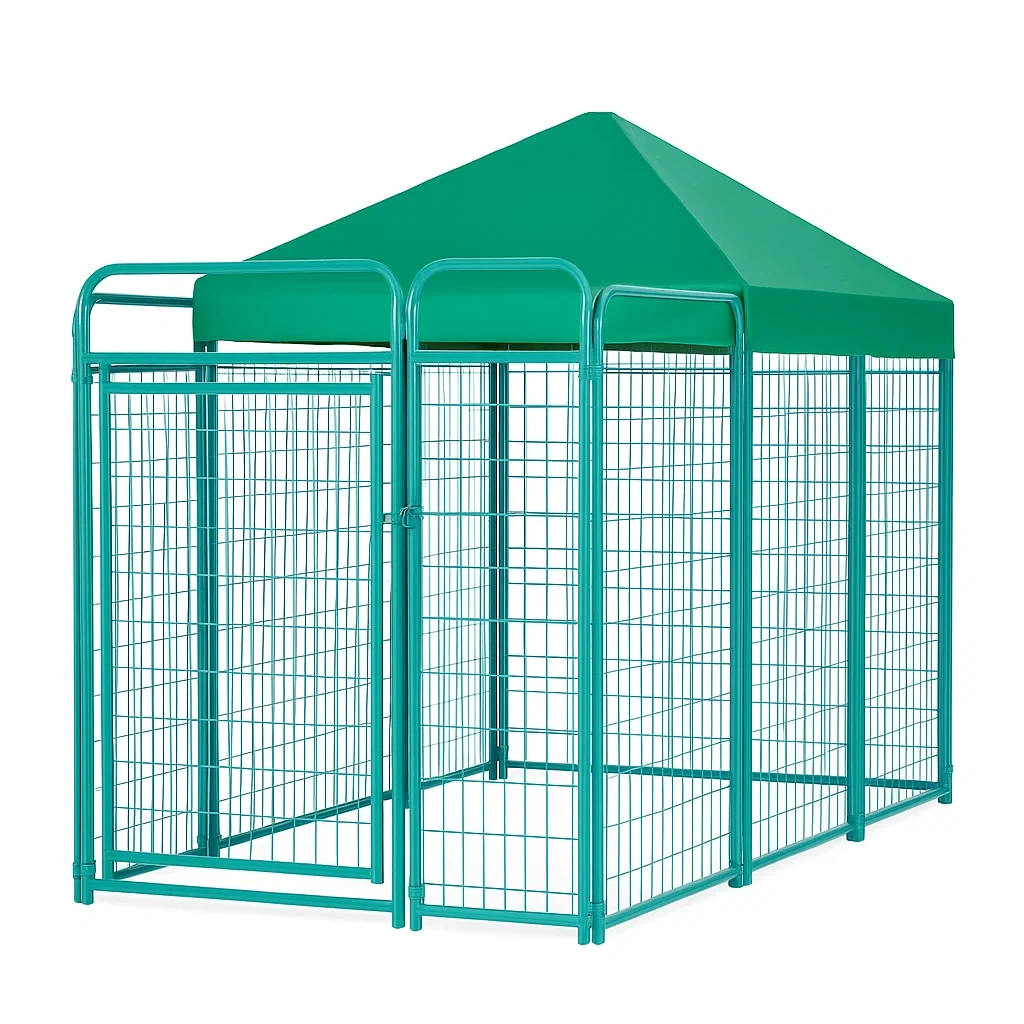 Gabbia per cani in Metallo con Tetto Verde 125×125×140 cm-dreamloomz