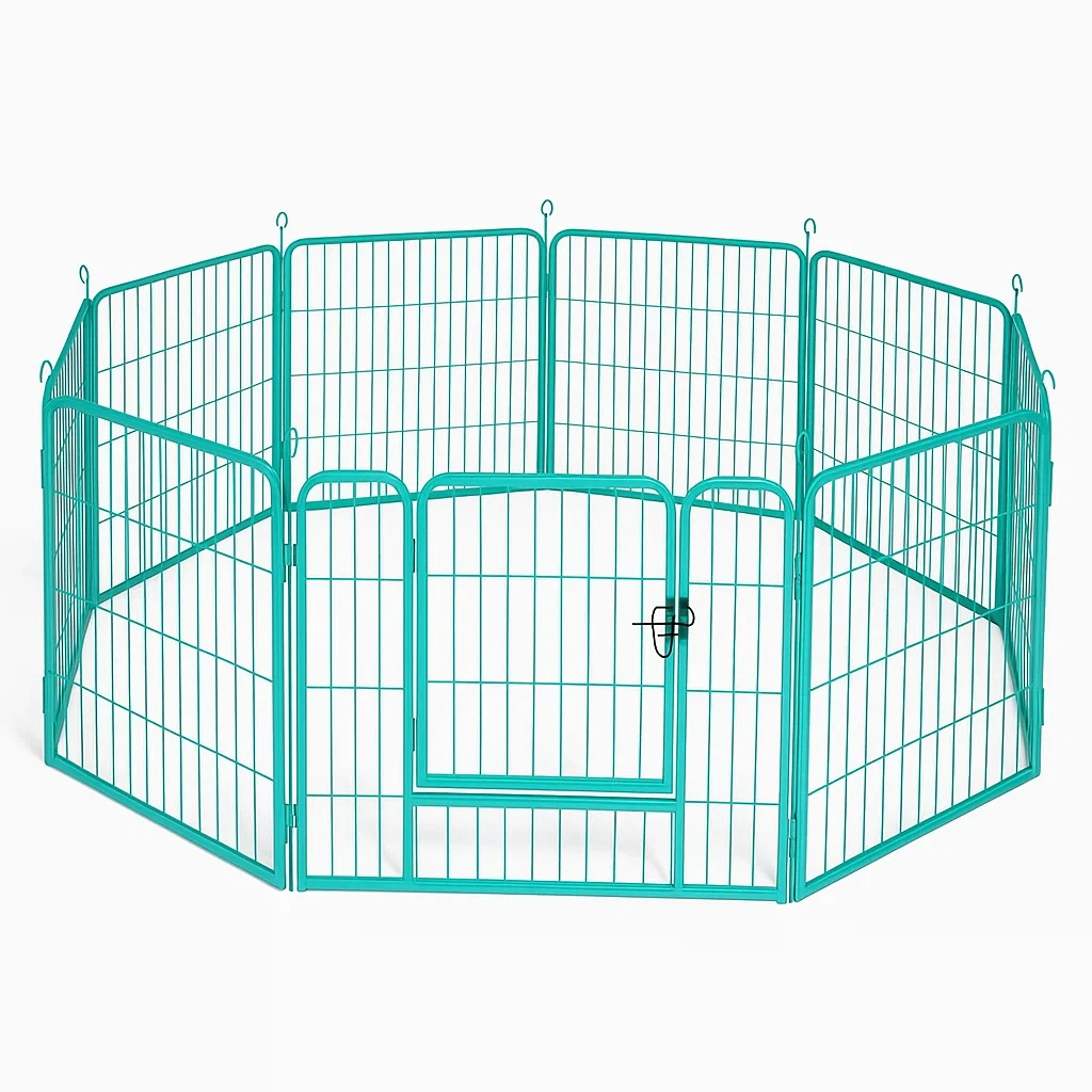 Recinzione per cani Ottagonale in Metallo Verde-dreamloomz