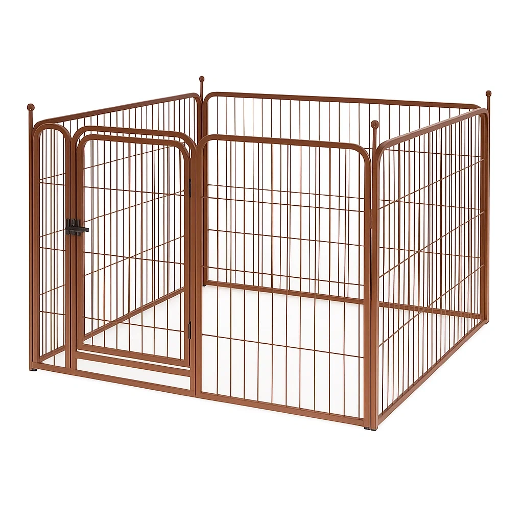 Recinzione per cani in Metallo Marrone 100×100×70 cm-dreamloomz