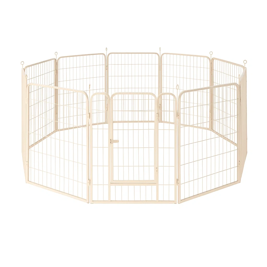 Recinzione per cani a 10 Lati in Acciaio Beige-dreamloomz