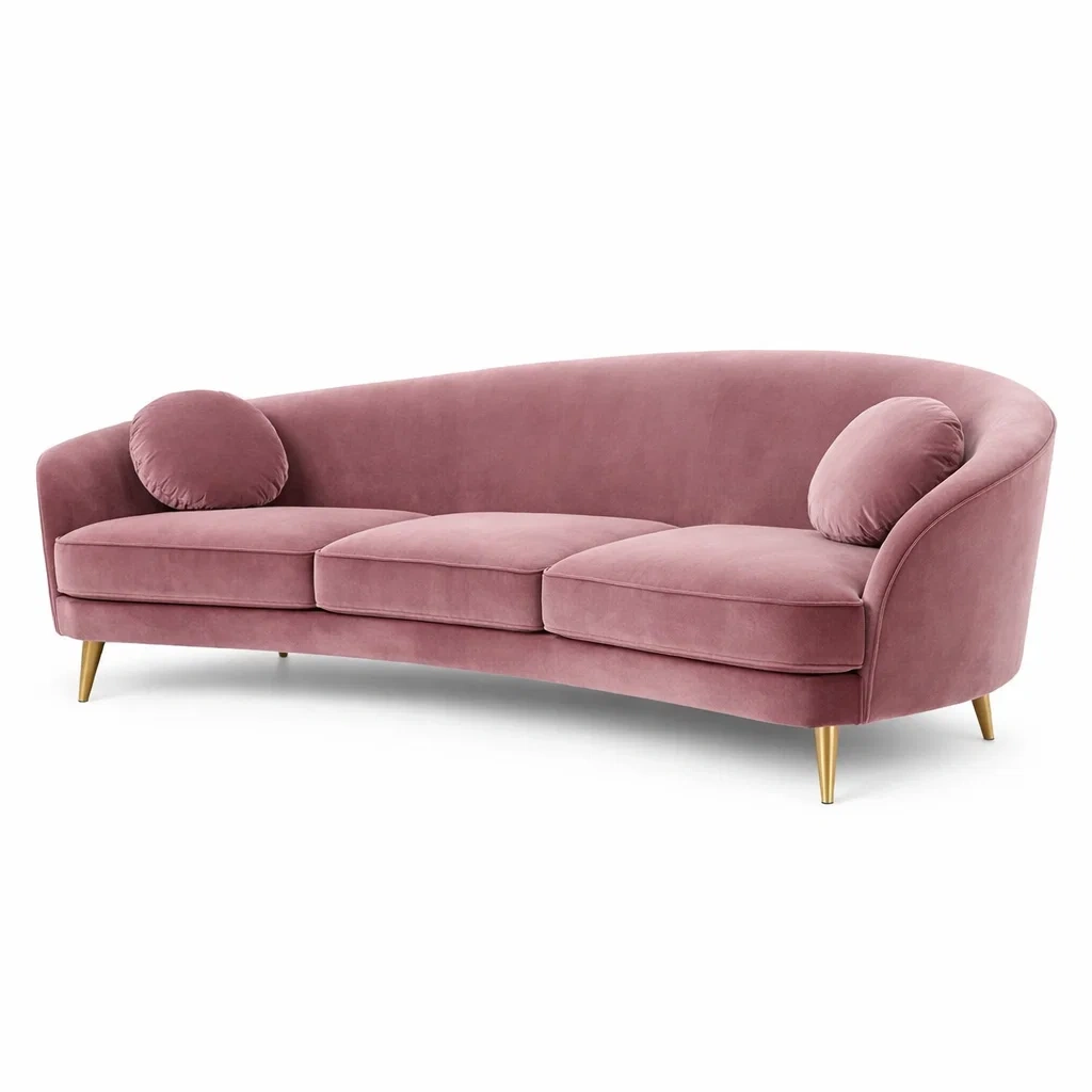 Canape courbe 3 places en velours-vibehearth