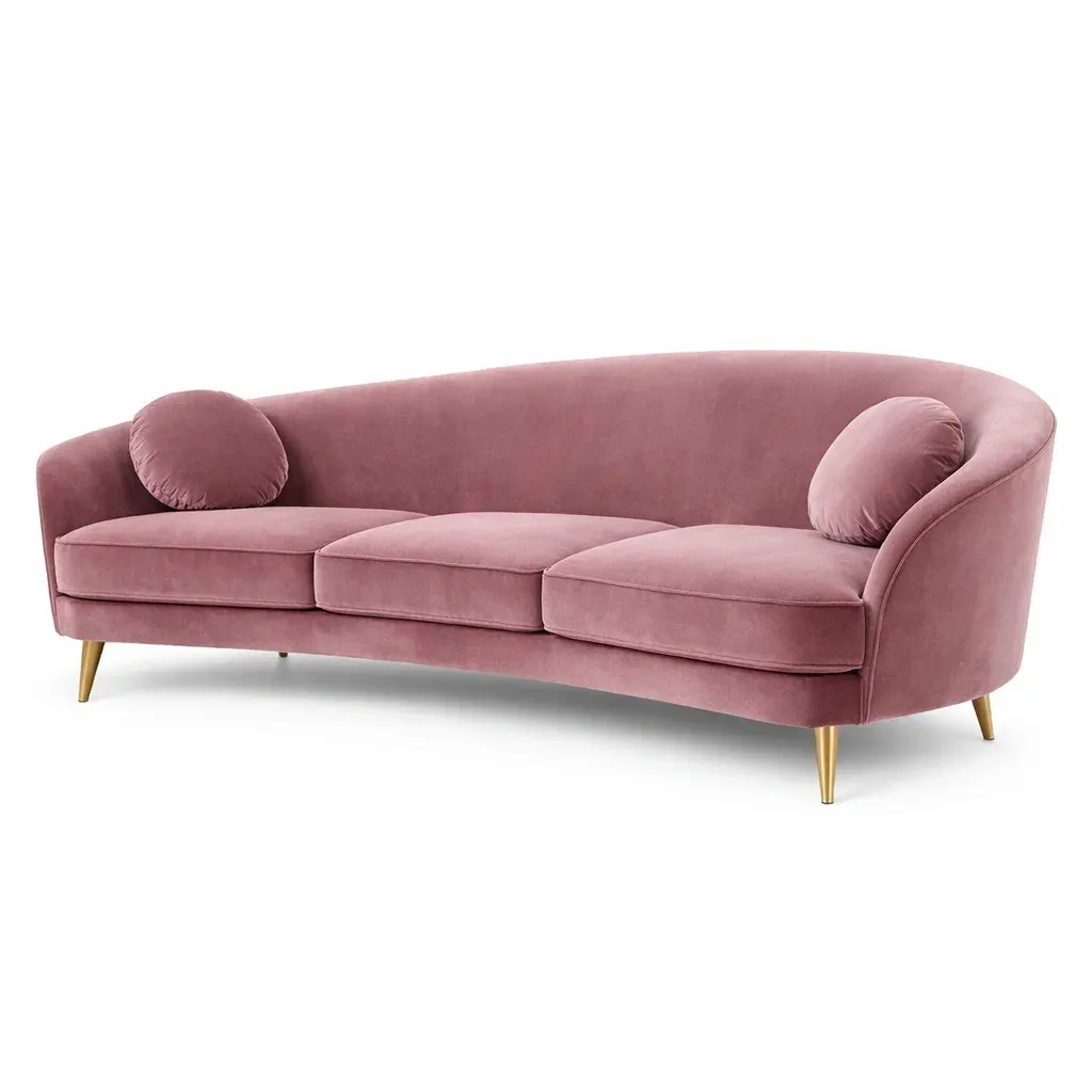 Canape courbe 3 places en velours-vibehearth