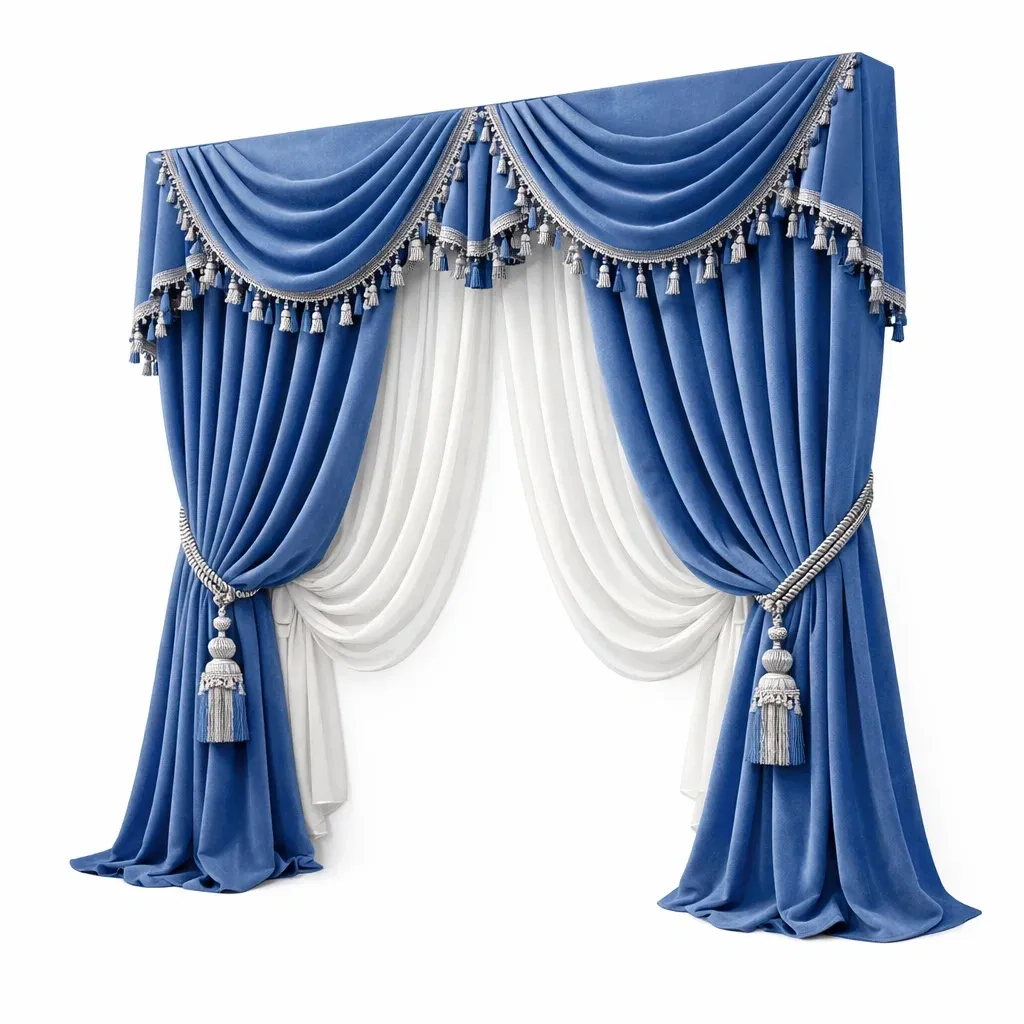 Rideau decoratif double couche avec pampilles-vibehearth