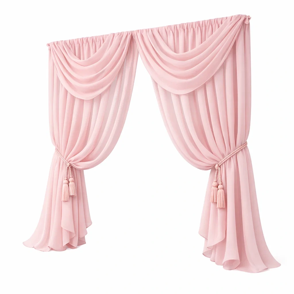 Rideau decoratif a franges style classique rose-vibehearth
