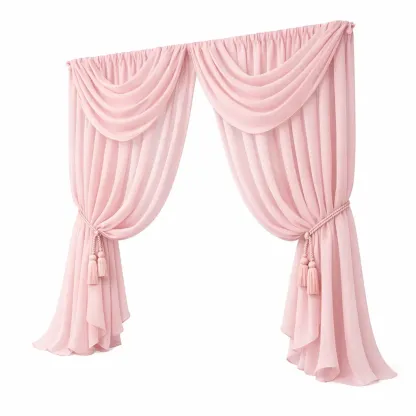 Rideau decoratif a franges style classique rose-vibehearth