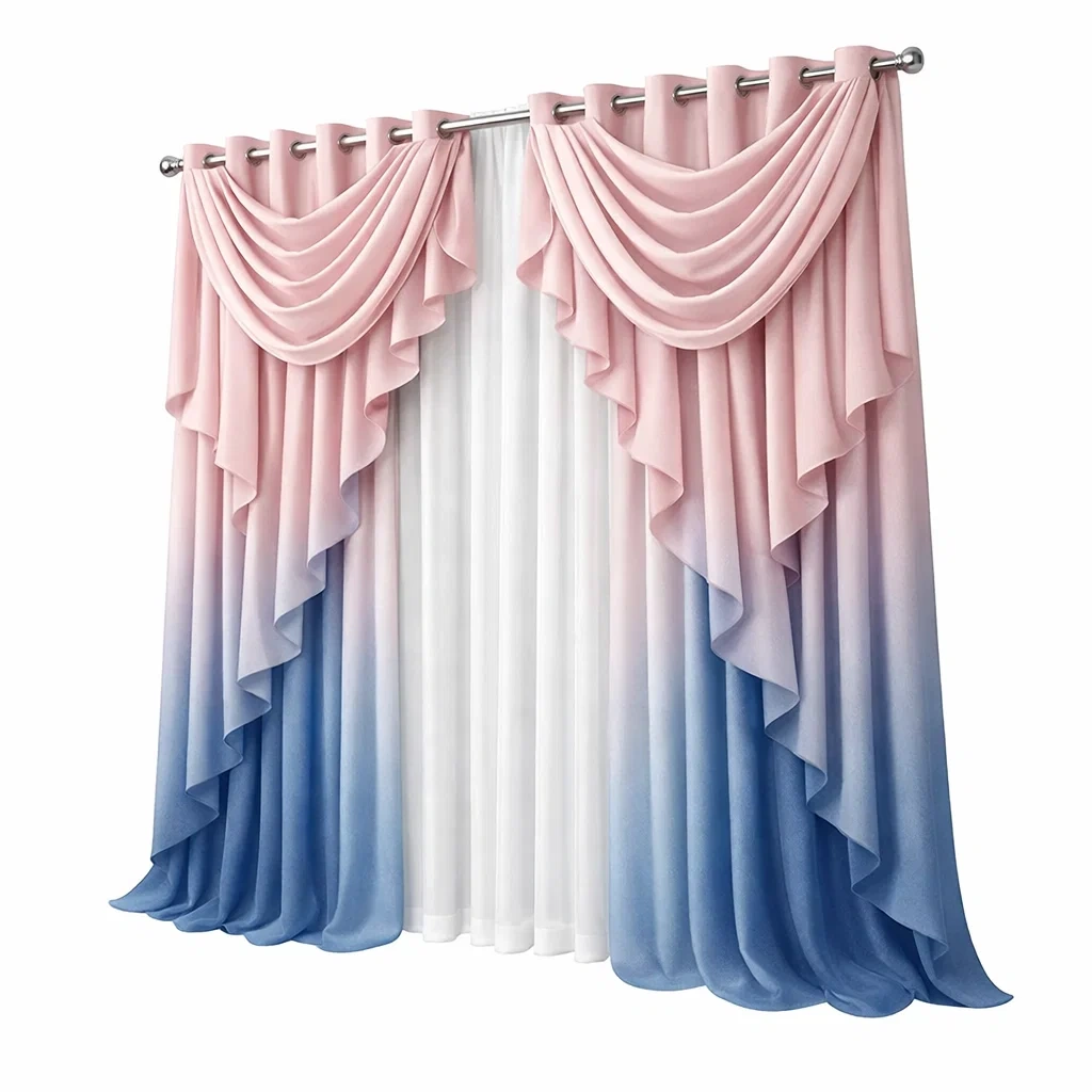 Rideau decoratif degrade a plis modernes bleu-vibehearth