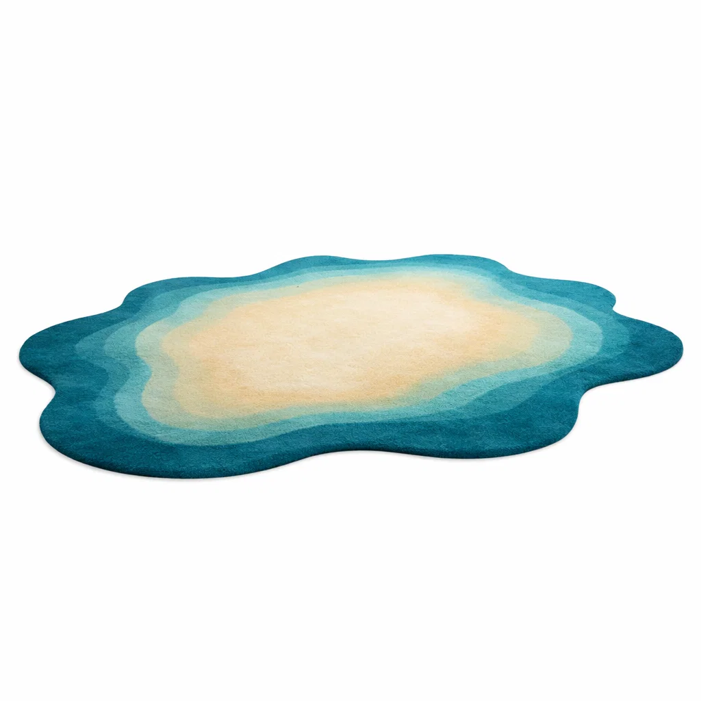 Tapis decoratif organique bleu-vibehearth