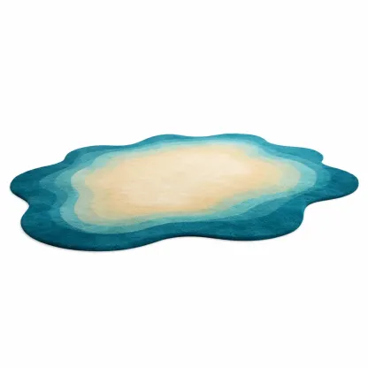 Tapis decoratif organique bleu-vibehearth