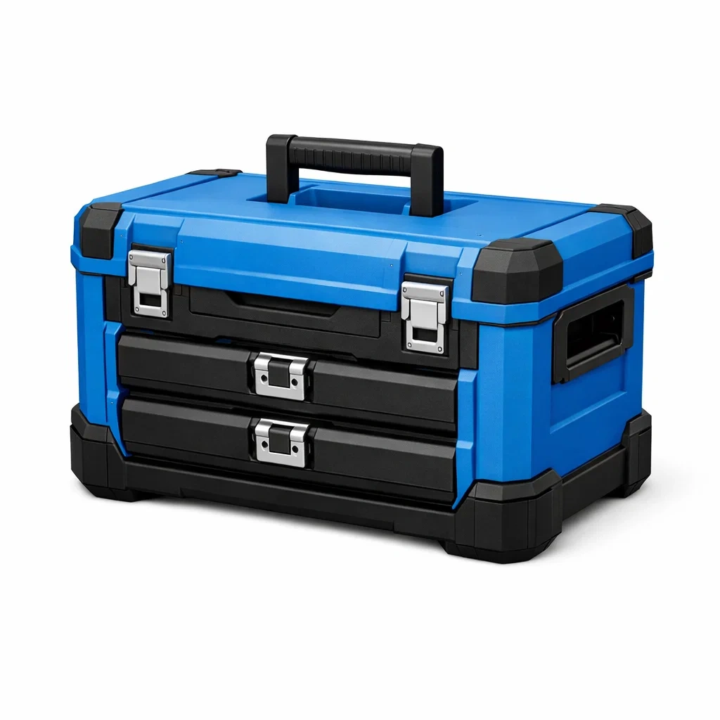 Coffre a outils portable avec tiroirs en acier bleu-easepillar