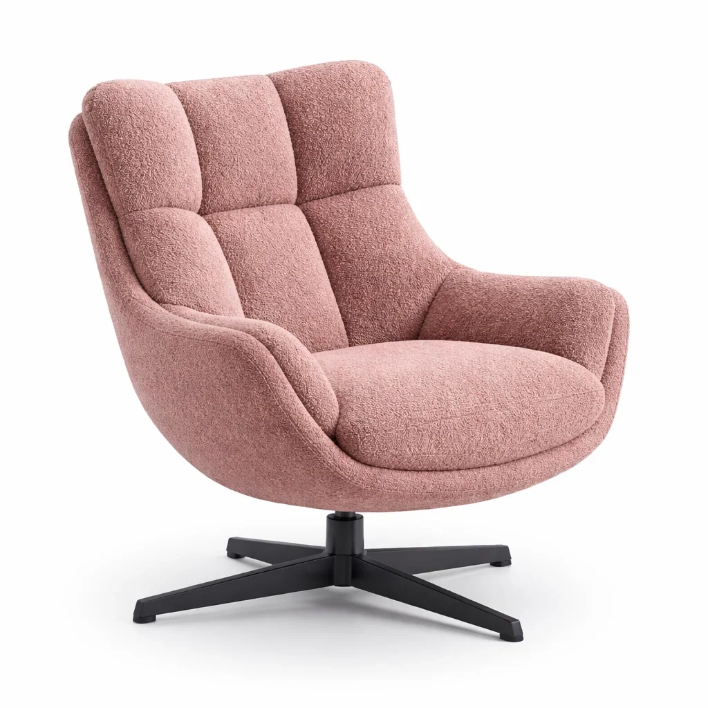 Fauteuil pivotant tissu rose moderne-easepillar