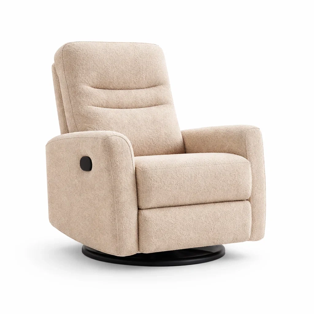 Fauteuil relax pivotant tissu beige confortable-easepillar