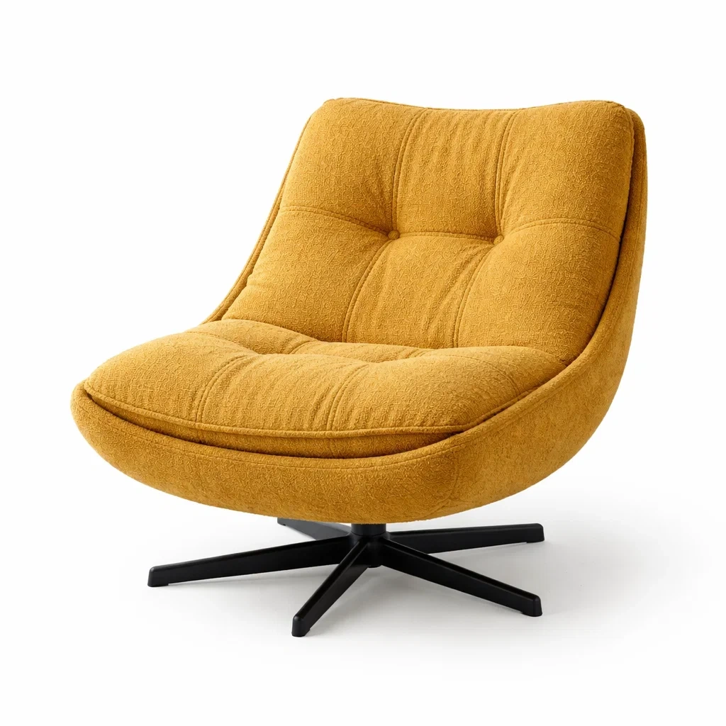 Fauteuil pivotant tissu jaune moutarde-easepillar
