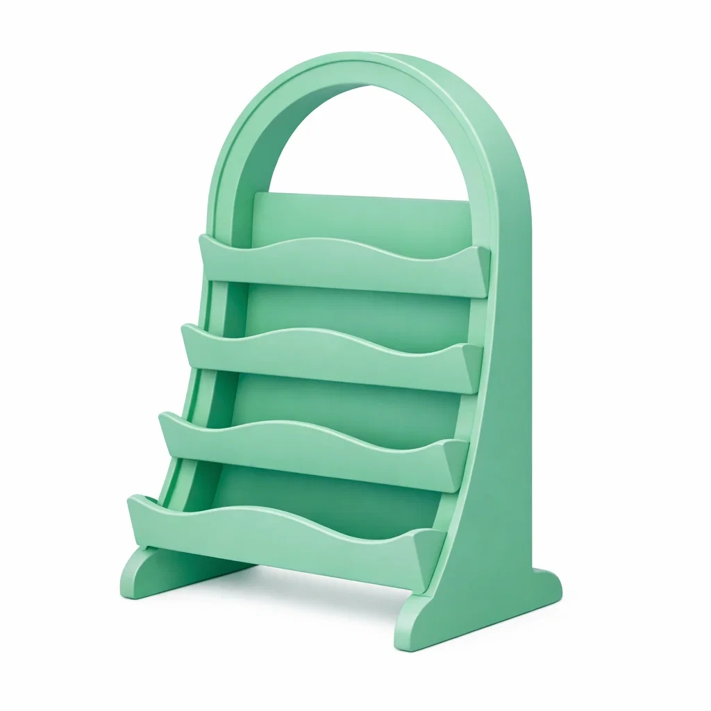 Bibliotheque enfant verte sur pied en bois-easepillar