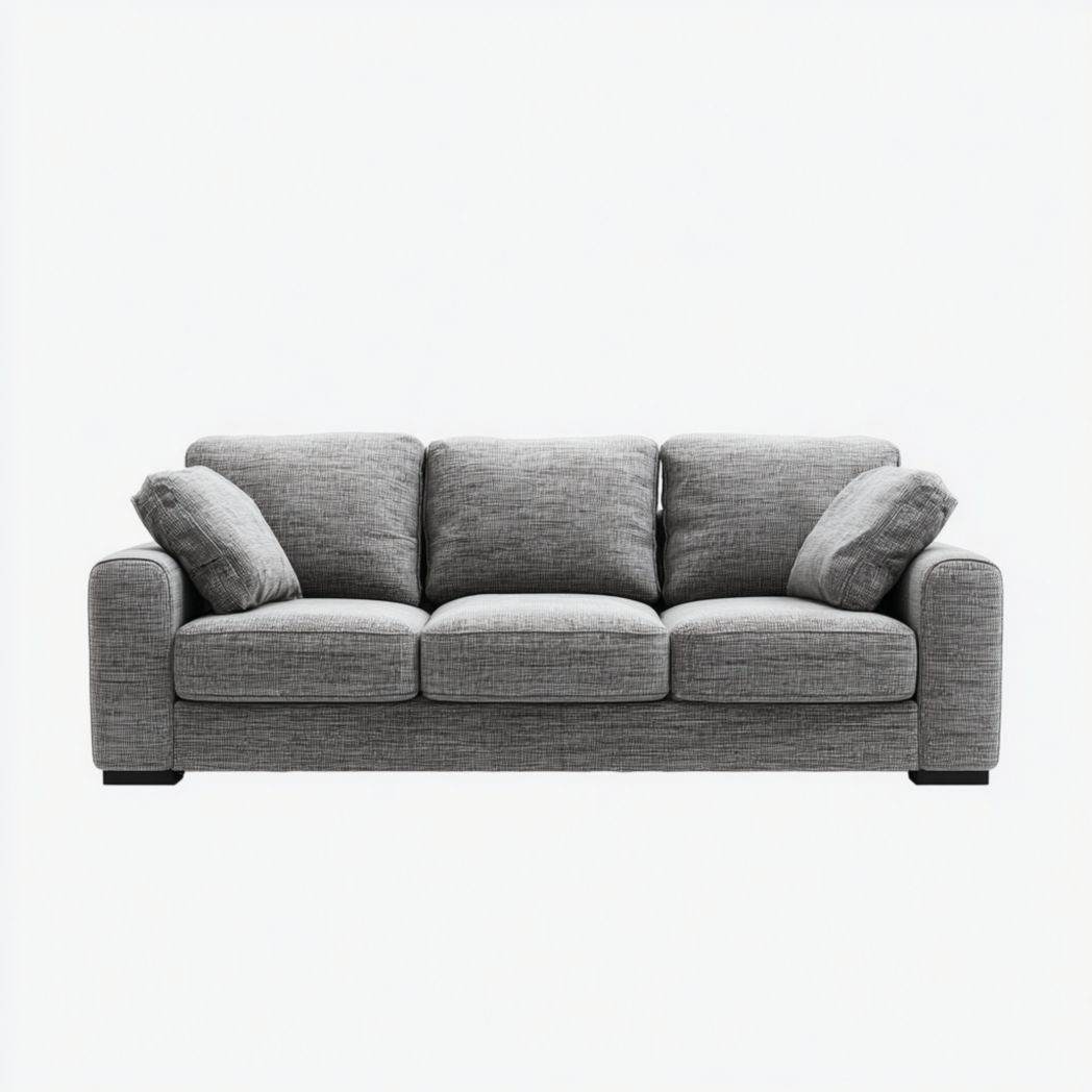 Canapé 3 places en tissu polyester gris-Modern Europa