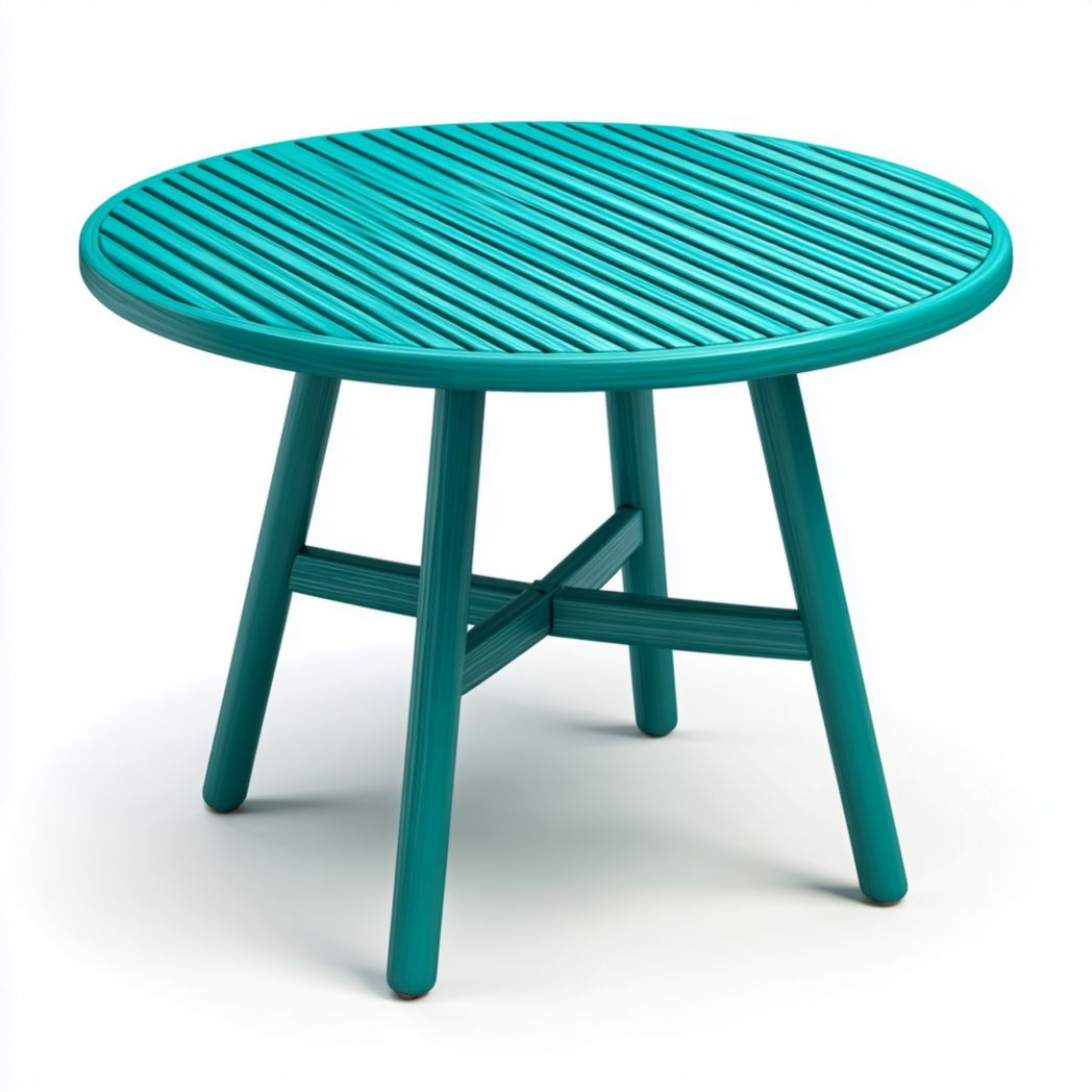 Table de jardin ronde en acier revêtu de poudre turquoise-Modern Europa