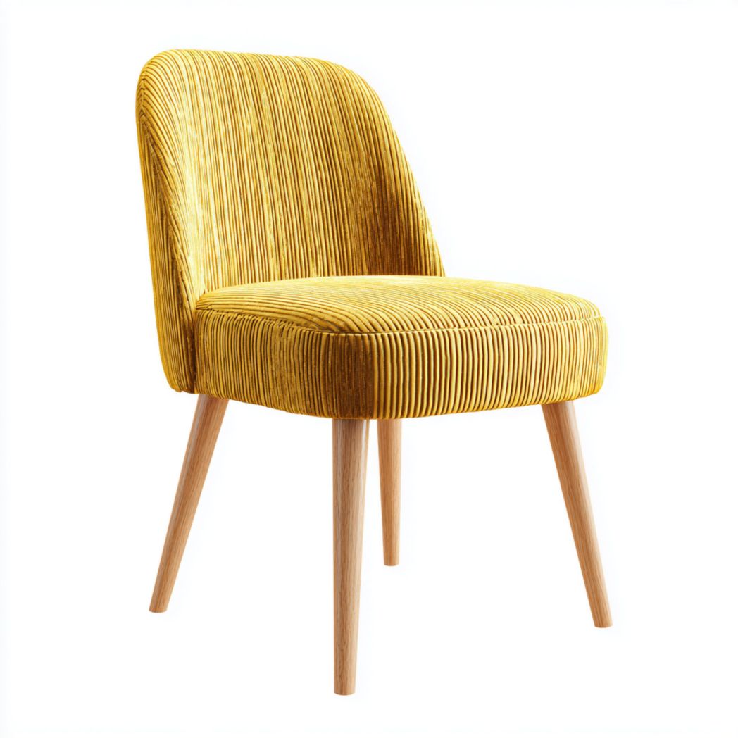 Chaise jaune avec pieds en bois clair-Mcg Furniture