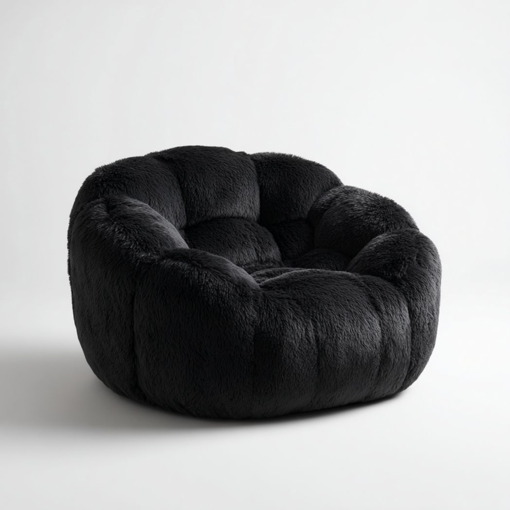 Fauteuil en tissu polyester noir-Home Wood Home