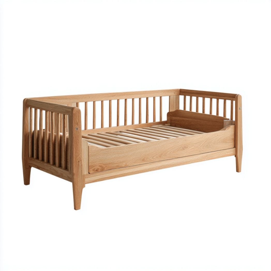 Lit bébé en bois massif avec barreaux-Home Wood Home
