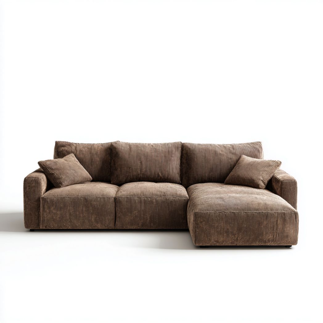 Canapé sectionnel en velours côtelé couleur marron-Artin Furniture