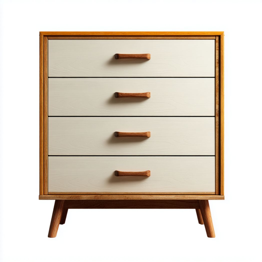 Commode en bois de chêne et façade blanche à quatre tiroirs-Artin Furniture